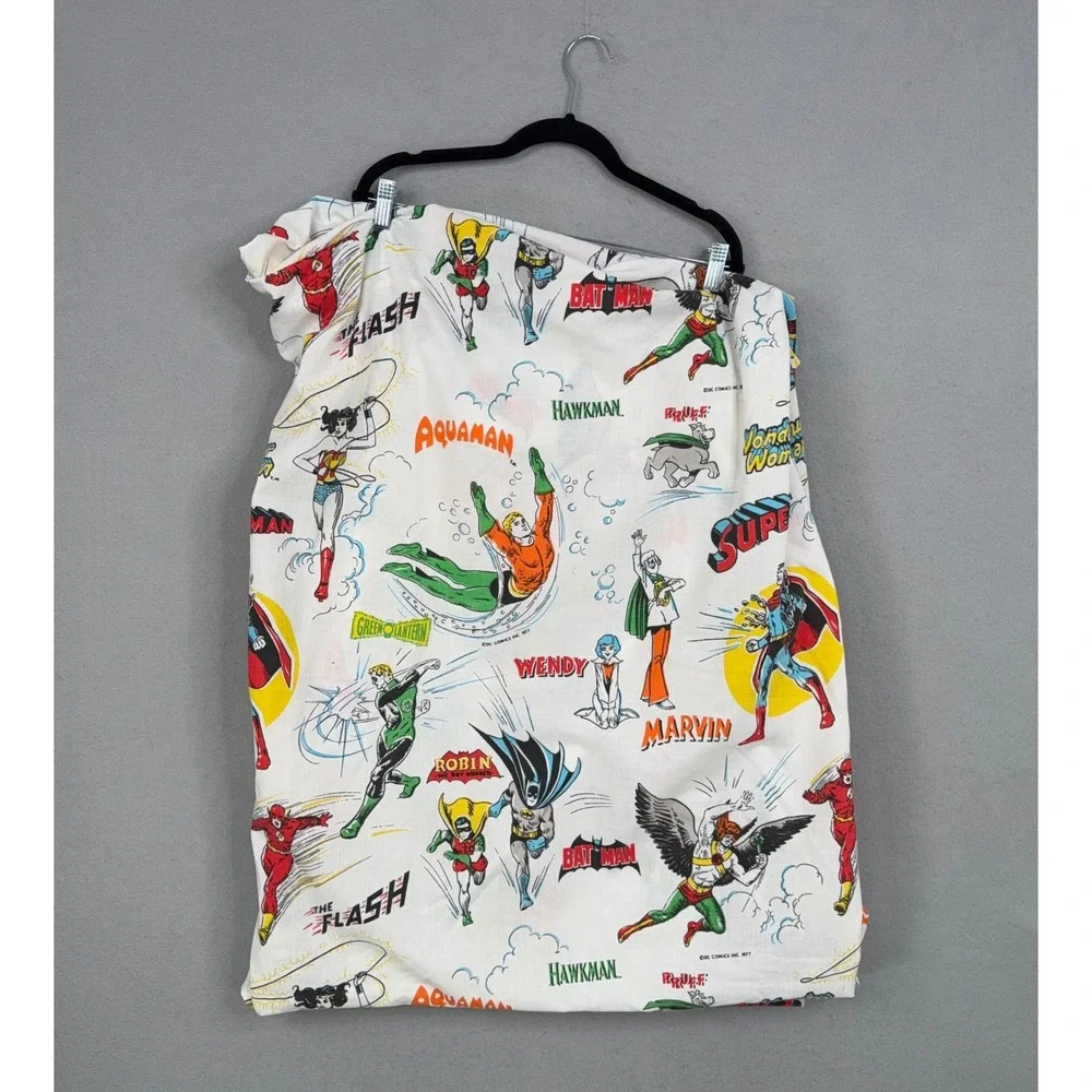 DC Comics Fitted Sheet Twin White Justice League Super Friends Vintage 1977
